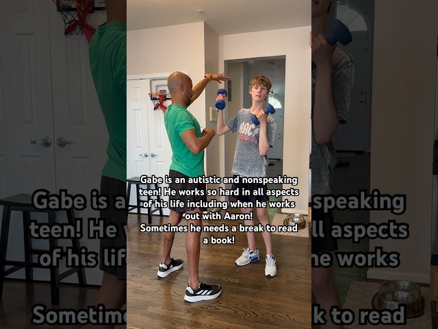 This Isn’t A Library! Autistic Teen and Athletic Trainer Work Out! #autism #nonverbal #trainer