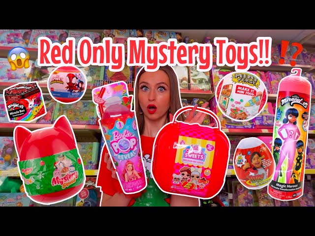 Shop with me for *RED ONLY* Mystery Toys Challenge!!😱🍓🎈🌹⁉️ *JACKPOT!!😍* | Rhia Official♡