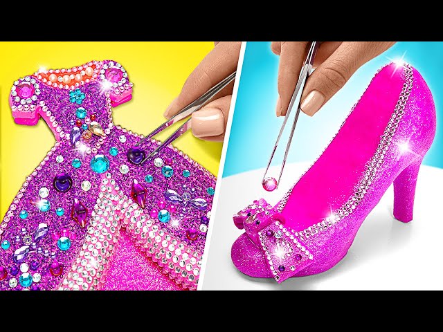 So bastelst du Arielles rosa Glitzer-Outfit mit Knete und Kristallen || FUN DIY!👑🧜‍♀️
