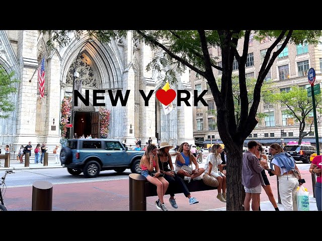 [4K]🇺🇸NYC Summer Walk: 5th Ave.to Times Square. Rockefeller Center,  Pork Cutlet at Katsu Hama🍛 2022