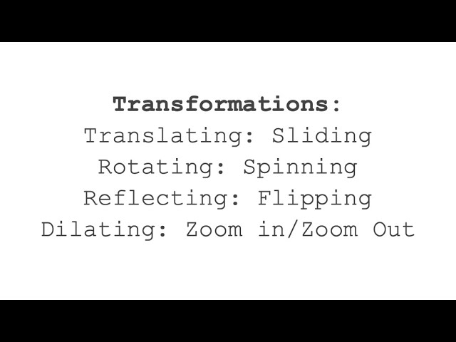 Transformations: Translating, Rotating, Reflecting, Dilating with a Digital Photo