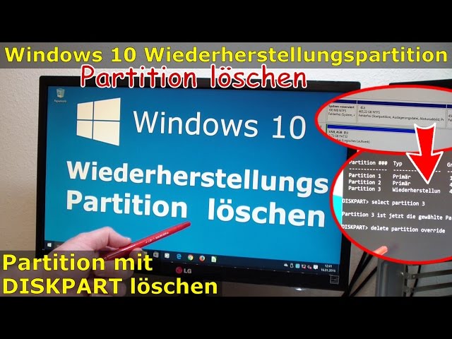 Windows 10 Wiederherstellungspartition löschen [450MB] mit DISKPART Partition löschen [gelöst]