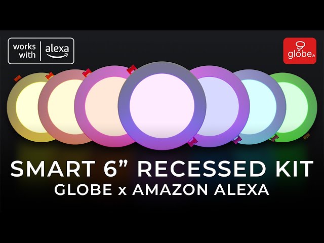 Smart Recessed Lighting Kit - 6 inch (RGB Color and Tunable White) | Globe x Amazon Alexa