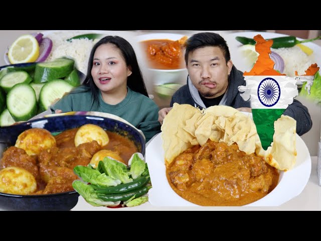 ASIAN COUPLE TRY INDIAN FOOD ||chicken curry/Butter Chicken/ Potato Chicken Masala||