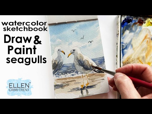 Watercolor Sketchbook- Draw & Paint seagulls