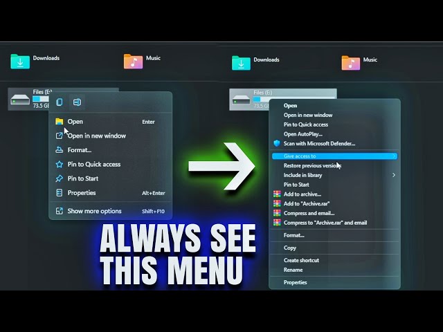 How to always see the old right-click menu in Windows 11