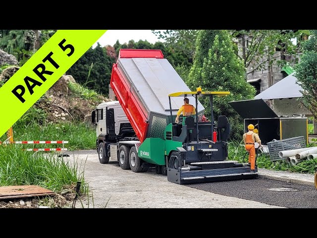 Road reconstruction, RC Excavator Hitachi ZX135US, Yanmar, Voegele Finisher, multilift, PART 5