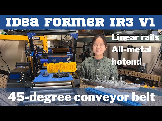 IdeaFormer IR3 V1: $559 conveyor belt printer with linear rails, all metal hotend printing at 290C