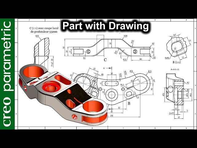 Complex part design with Drawing tutorial for beginners | Machine part 23 in Creo Parametric