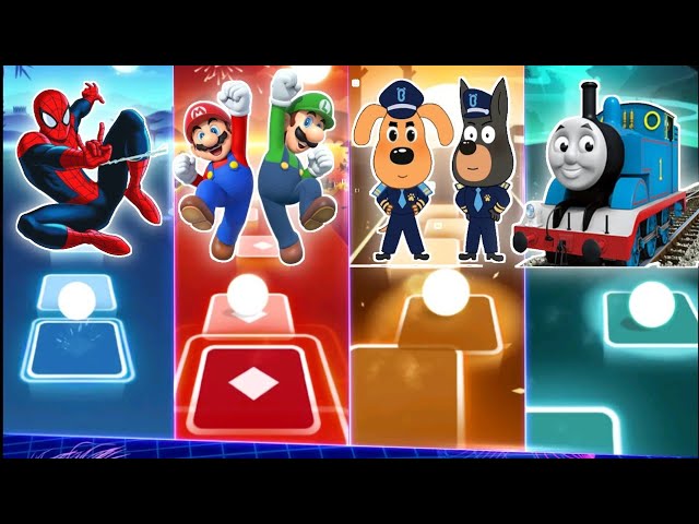Spiderman- Super Mario- Sheriff Labrador- Thomas Train -- Tiles Hop Music Game