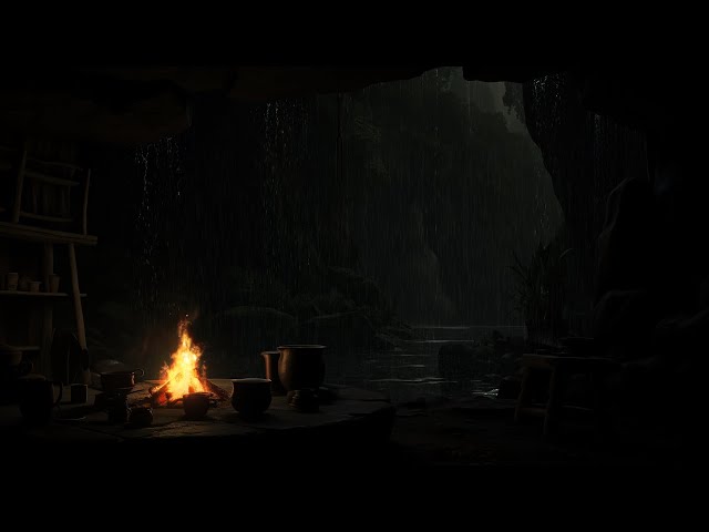 Night in the Cave: Immerse yourself in the feeling of rain and campfire