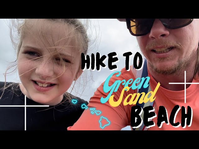 Green sand beach, and the big island of Hawaii