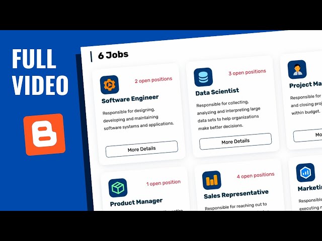 [FULL VIDEO] How To Design Job Listing Page Using HTML, CSS & JavaScript