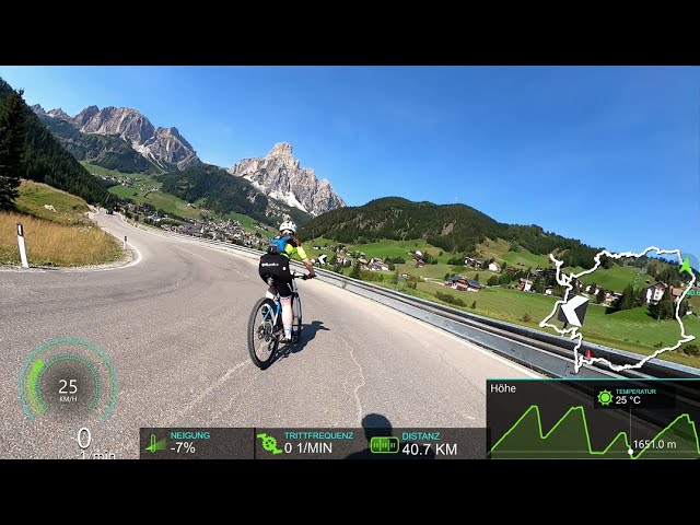 extra long Virtual Cycling Workout Alps complete Sella Ronda South Tyrol Italy Garmin 4K