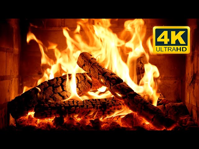 🔥 FIREPLACE (10 HOURS) Ultra HD 4K. Cozy Fireplace with Golden Flames & Burning Logs Sounds