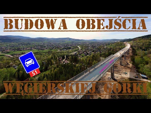 Budowa obejścia Węgierskiej Górki (S1 Przybędza-Milówka) MARZEC 2024 [DRON][4K]