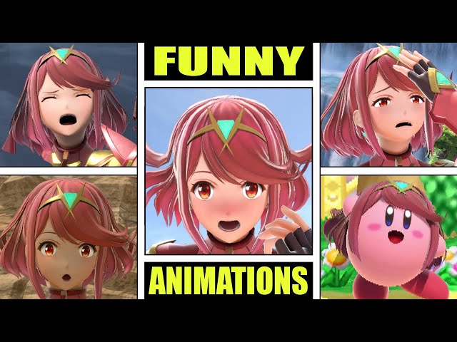 Pyra's FUNNY ANIMATIONS in Smash Bros Ultimate (Drowning, Dizzy, Sleeping, Star KO, & More)