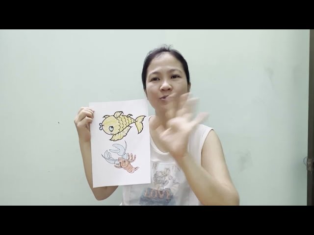 Hand-colored by me! Instructions for coloring sea shrimp and carp