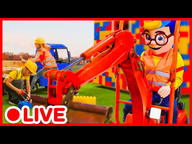 🔴 LIVE | LET'S PLAY FIREMEN AND CONSTRUCTERS WITH REAL TRUCKS 👷🚒 Kids pretend play compilation