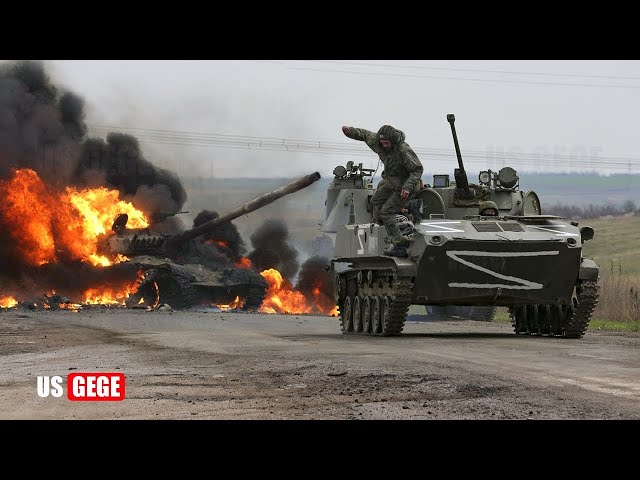 Brutal Moment! Ukrainian FPV Drone Blows Up Russian Tank Column on Avdiivka Street