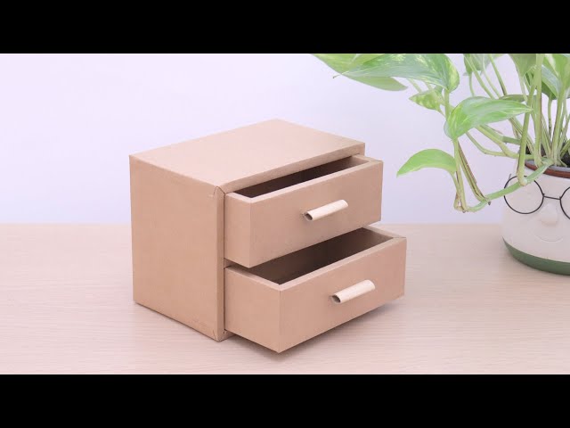[Cardboard Crafts | DIY] How to make a desktop Drawer from Cardboard #cardboardcrafts #drawer #diy