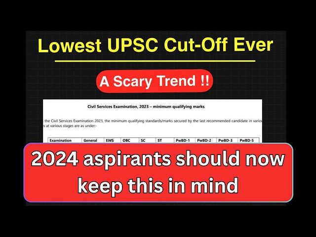 UPSC Lowest CutOff - 2024 Aspirants should learn and be prepared !!