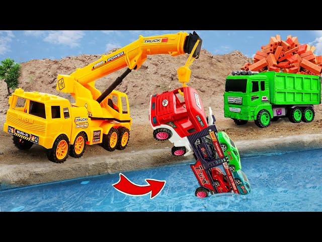 JCB Tractor, police car, crane, dump truck, excavator working - Car toy for kids