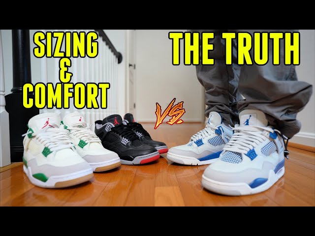 THE TRUTH JORDAN 4 MILITARY BLUE vs REIMAGINED BRED, SB4 | SIZING TIPS & QUALITY