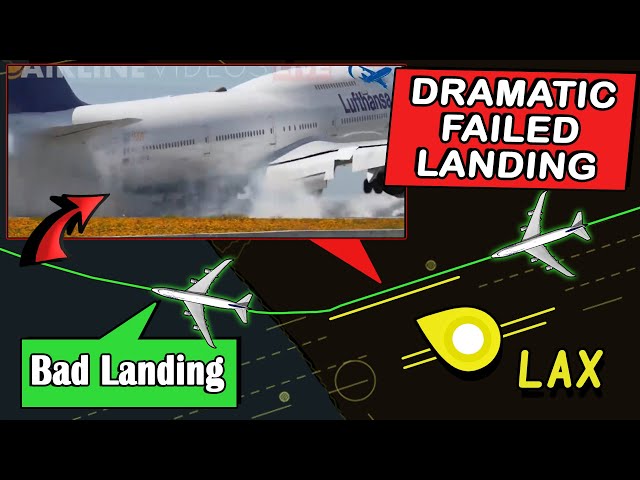 DRAMATIC Failed Landing + Go-Around | Lufthansa B748 at LAX