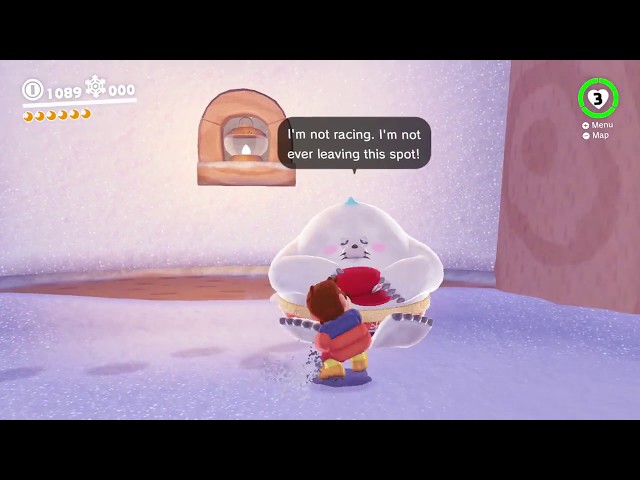 Super Mario Odyssey - Snow Kingdom - How to Begin the Race