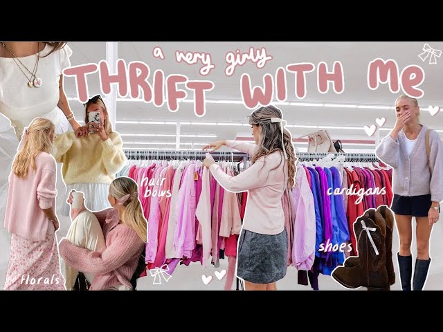 THRIFT WITH ME for my GIRLY side 🎀 *lace, bows, skirts and romantic vibes*