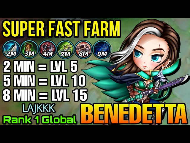 Super Fast Farming Benedetta Max Level in 8 Minute! - Top 1 Global Benedetta LAJKKK - MLBB