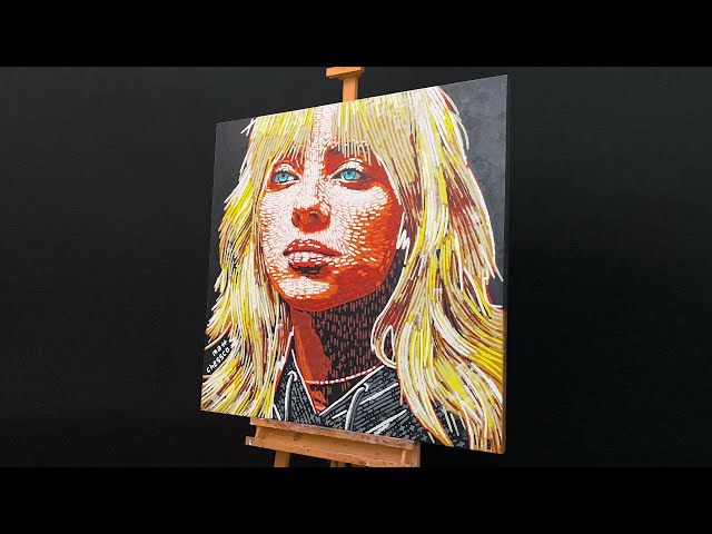 Painting blonde Billie Eilish in Pop Art