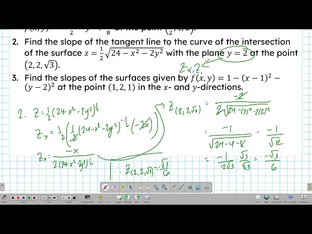 Partial Derivatives as Slopes and Rates of Change
