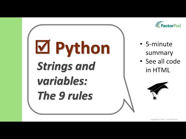 Python strings and Python variables: 9 rules to remember | Python for Beginners
