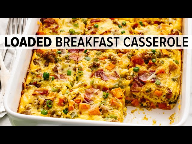 BEST BREAKFAST CASSEROLE | easy breakfast casserole with sausage, sweet potato, and more!