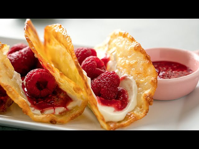 Keto Cheesecake Dessert Tacos [Raspberry Cream]