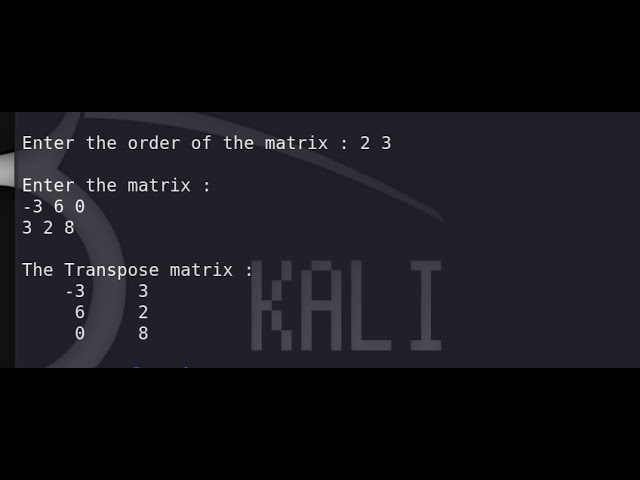 Using C Programming to print transpose of a Matrix  || #Linux #programming #learning