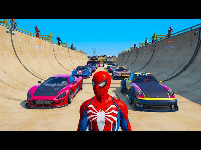 Skibidi toilet and SuperHeroes Spiderman Captain America Challenge CARS Ramp !Человек Паук и другие.