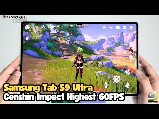 Samsung Tab S9 Ultra test game Genshin Impact Max Graphics Update 2024 | Highest 60FPS