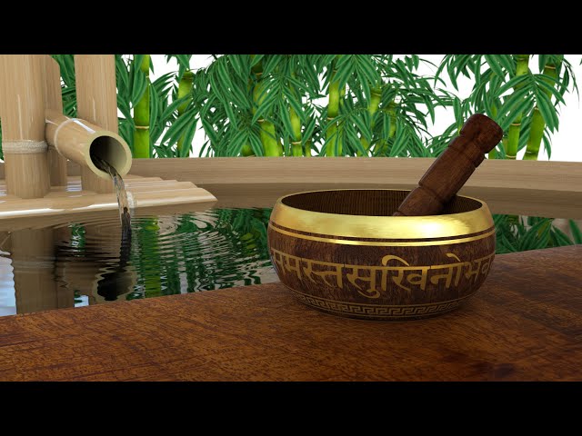 Tibetan Singing Bowls + Bamboo Water Fountain  🎶 White Noise with Relaxing Sleep Music