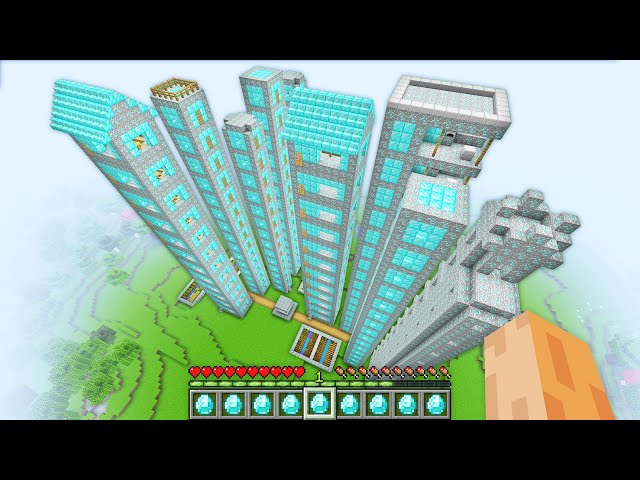 This is very TALLEST DIAMOND VILLAGERS HOUSE in Skyscraper Village ! Minecraft Giant Base Challenge