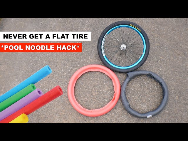 ** POOL NOODLE TIRE INSERT HACK ** - Never Get A Flat Tire Again On Any Bike!