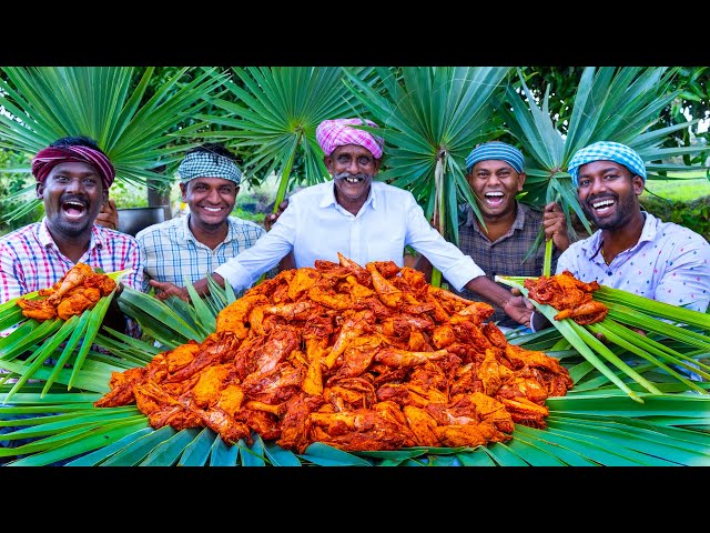 PALM LEAF CHICKEN | Chicken Fry Recipe Cooking In Village | Traditional Palm Leaf Chicken Recipe