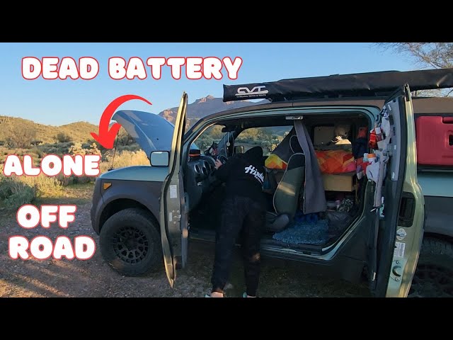 Alone in the Backcountry with a Dead Battery ~ How to Jump a Dead Battery ~ #hondaelement #vanlife