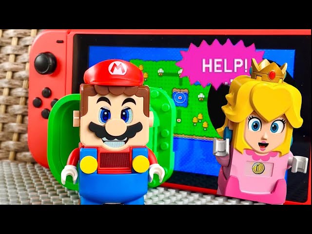 Lego Mario enters the Nintendo Switch to save Peach on the Super Mario World map! #legomario