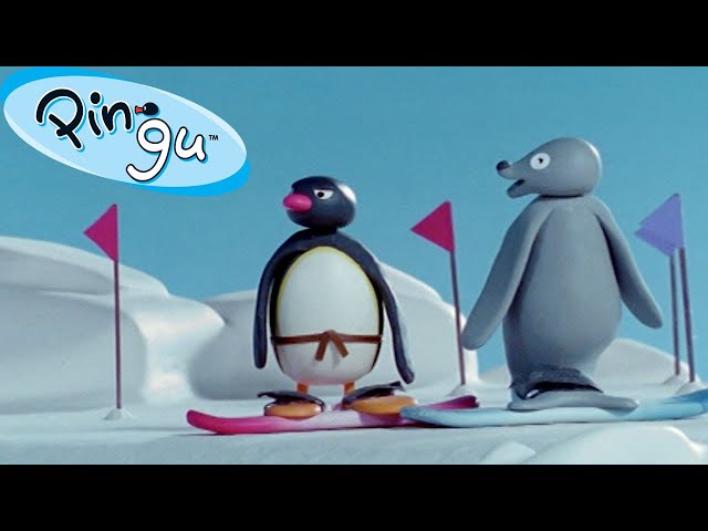 Pingu and Robby Learn Snowboarding 🐧 | Pingu - Official Channel | Cartoons For Kids
