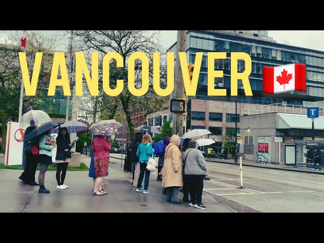 🇨🇦🌨️🌨️Heavy rain ang cold weather inVancouver,BC/May5/2024 Spring Walk in the rain in downtown/
