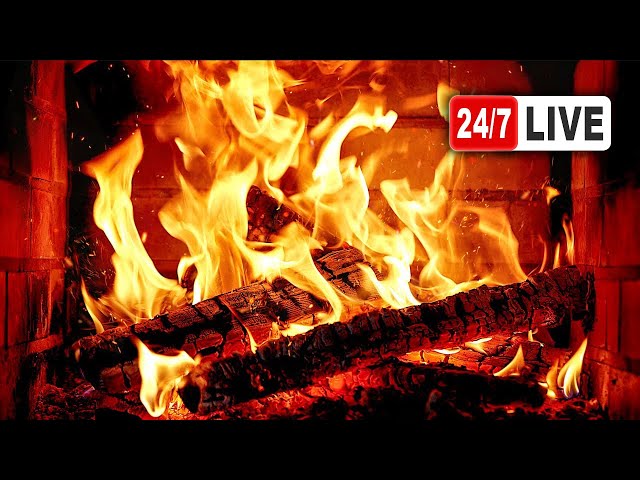 🔥 4K Fireplace Ambience (24/7 NO MUSIC). Fireplace with Burning Logs and Crackling Fire Sounds