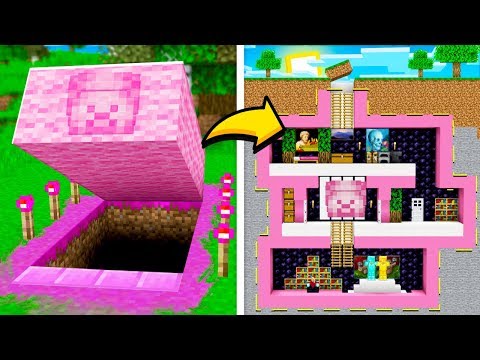 I Found a SECRET Pink Underground Minecraft House... (MCPE Pink Steve)